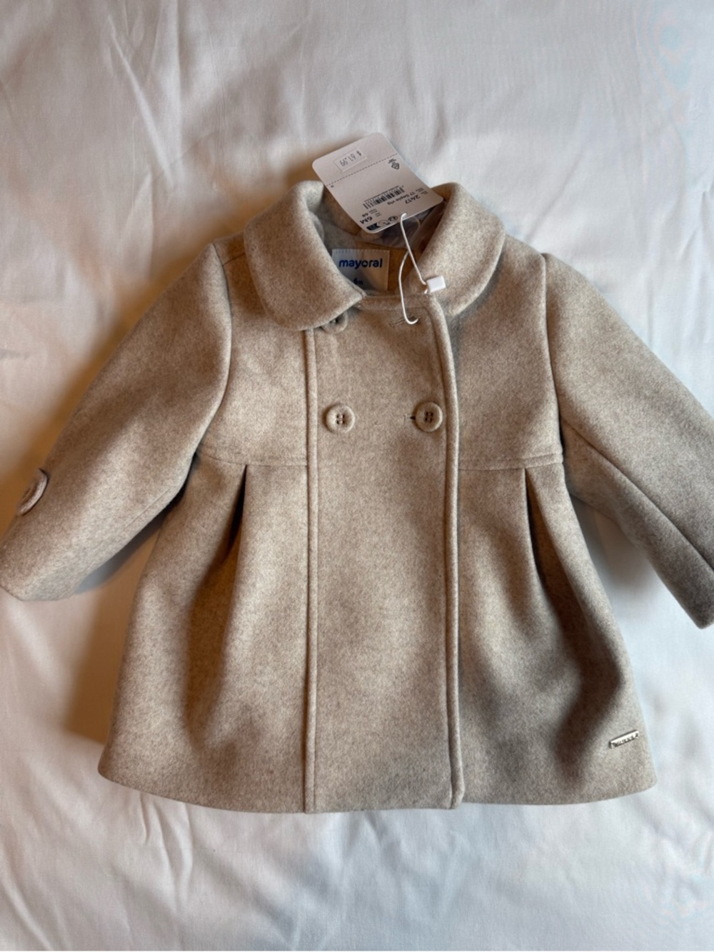 Mayoral Girls' Tan Double-Breasted Pea Coat NWT